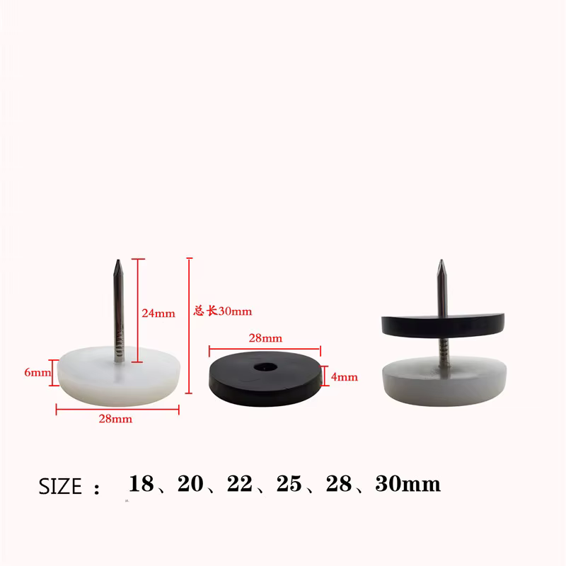 KK&FING 20 PCS Chair Table Furniture Leg Bottom Feet Plastic Pads Glides Skid Nail Wood Floor Furniture Protector Noise Killer