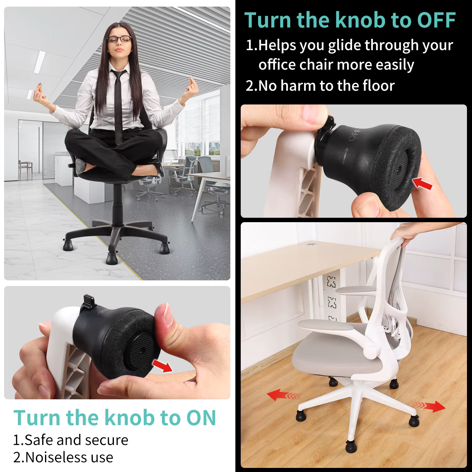 Office Chair Caster Swivel Wheels to Fixed Stationary Castors Replacement Bell Glides Furniture Chair Feet Wheel Stopper