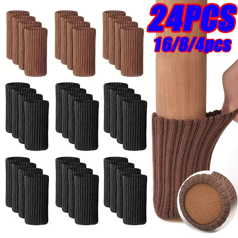 24/4PCS Furniture Feet Knitted Protectors Chair Legs Floor Anti-Slip Pads Table Legs Socks for Floor Protectors Chair Pads Cover