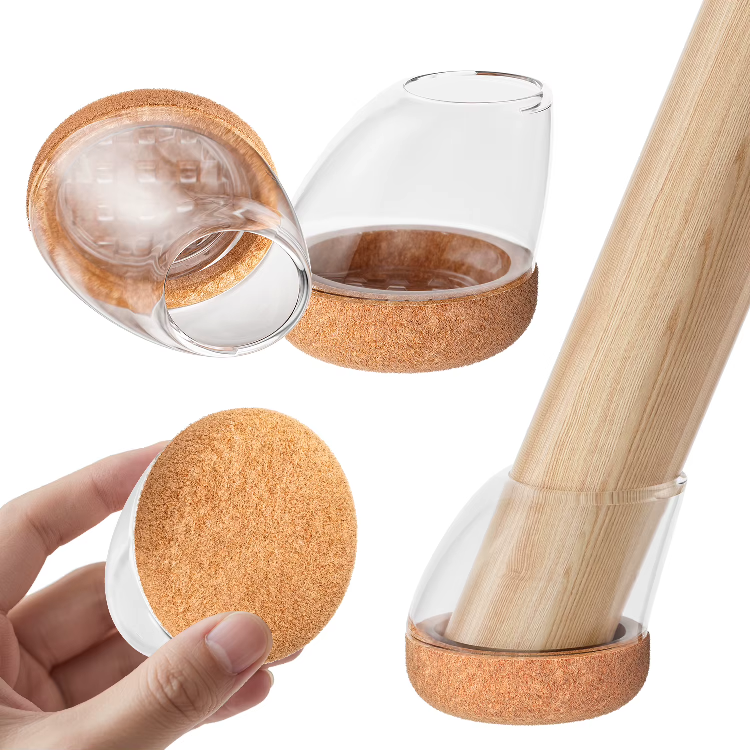 16PCS Chair Leg Floor Protectors Silicone Chair Leg Caps for 15~25° Tilt Chair Legs Hardwood Floor Non Slip Felt Furniture Pads